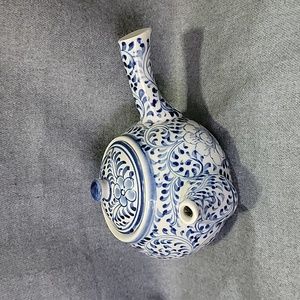 Vintage Handmade Porcelain Teapot Sude Handle